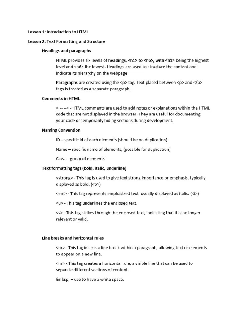 HTML LESSON PLAN | PDF | Hyperlink | Html Element