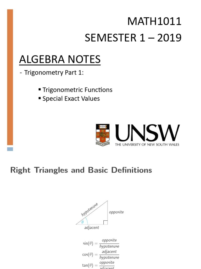 01 Trigonometry Part 1 PDF | PDF | Special Functions | Euclidean Geometry