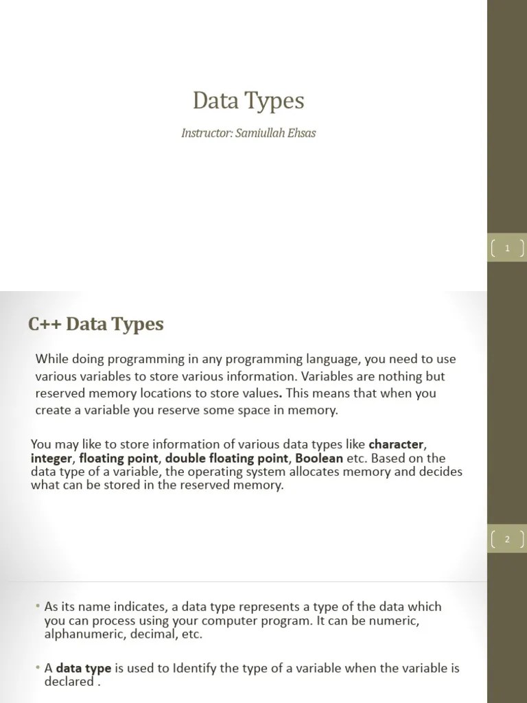 3- Data Types In C++ | PDF | Data Type | Integer (Computer Science)