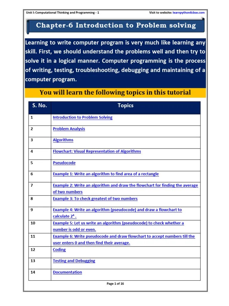 Introduction To Problem Solving | PDF | Algorithms | Computer Programming