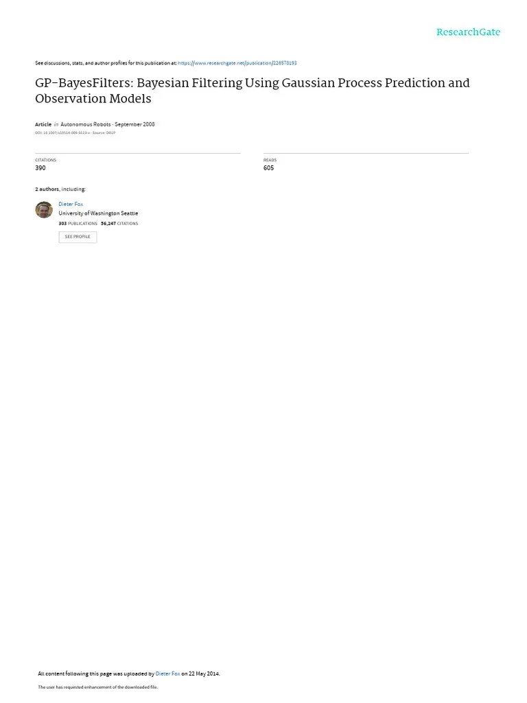 Bayesian Filtering Using Gaussian Process Prediction And Observation ...