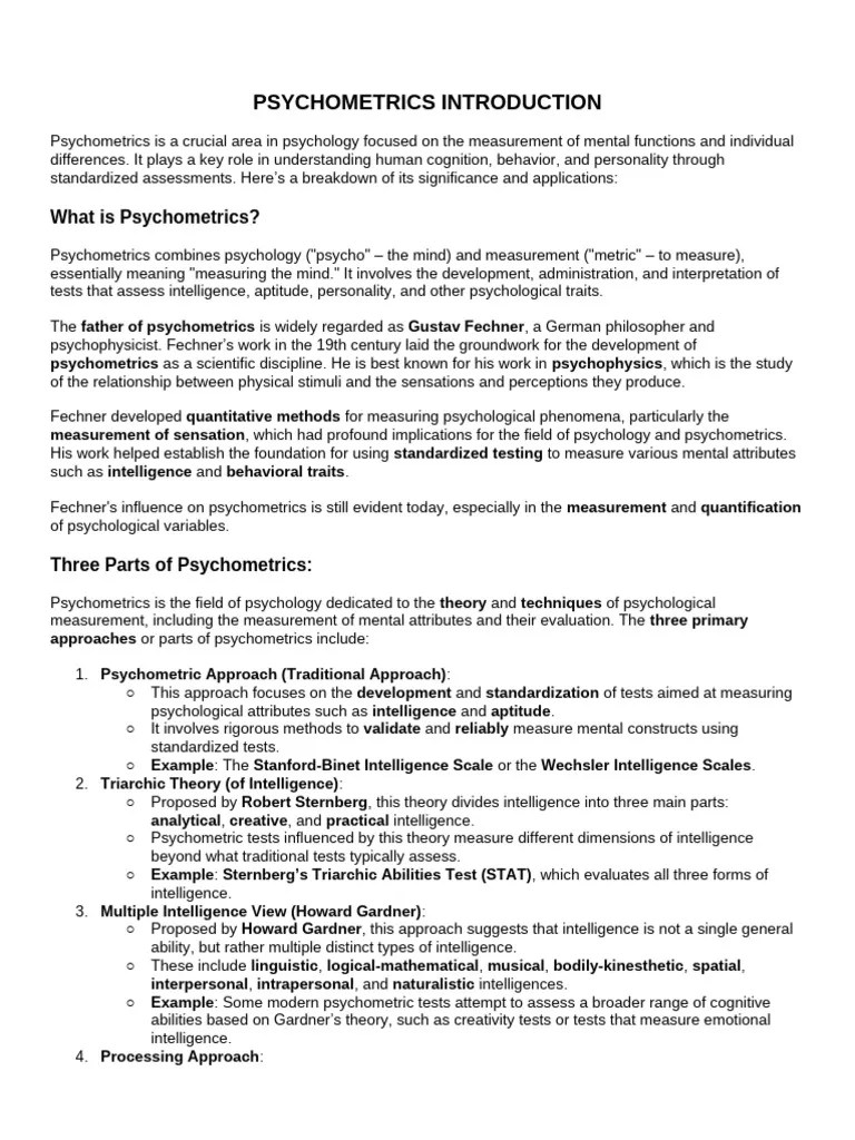 Psychometrics Introduction | PDF | Psychometrics | Psychological Testing