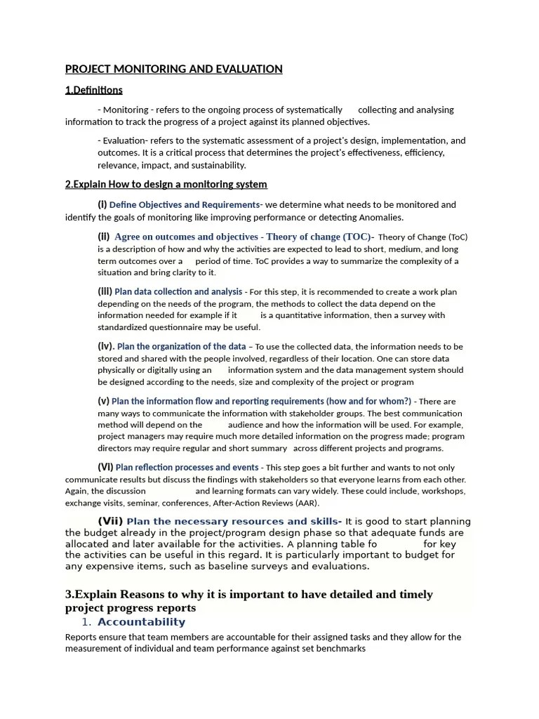 Project Monitoring And Evaluation Pdf Evaluation Educational