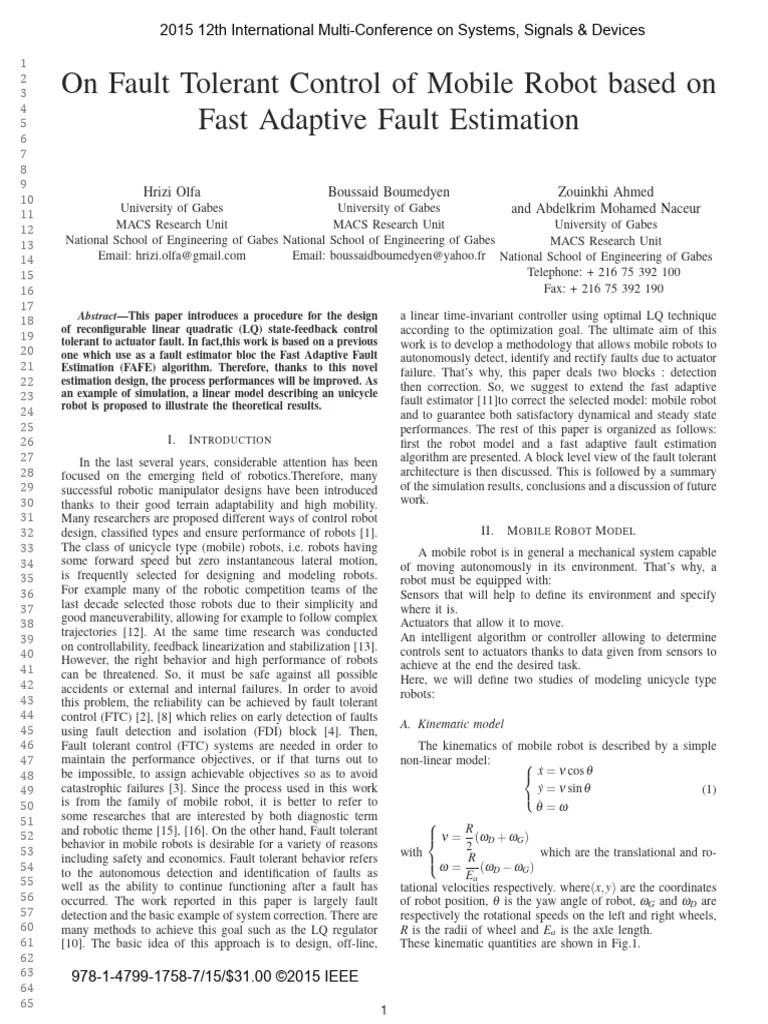2015-On Fault Tolerant Control Of Mobile Robot Based On Fast Adaptive ...