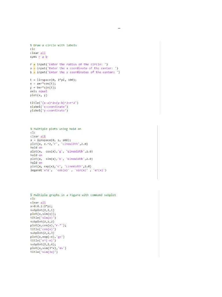 MatLab Code Week 2 | PDF