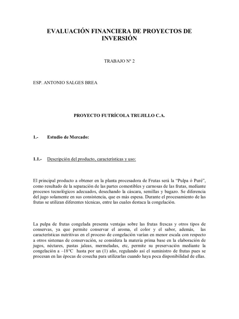 Evaluación Financiera De Proyectos De Inversión | PDF | Distribución (comercial) | Agronegocios