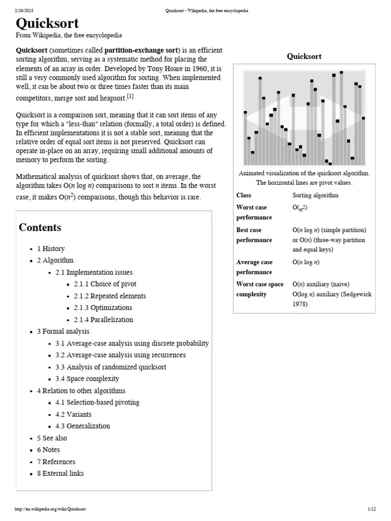 Quick Sort | PDF | Computing | Algorithms And Data Structures