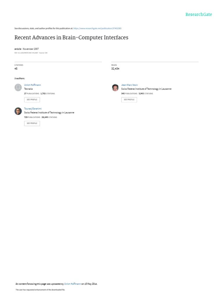 Recent Advances In Brain-Computer Interfaces | PDF | Neural Oscillation | Event Related Potential
