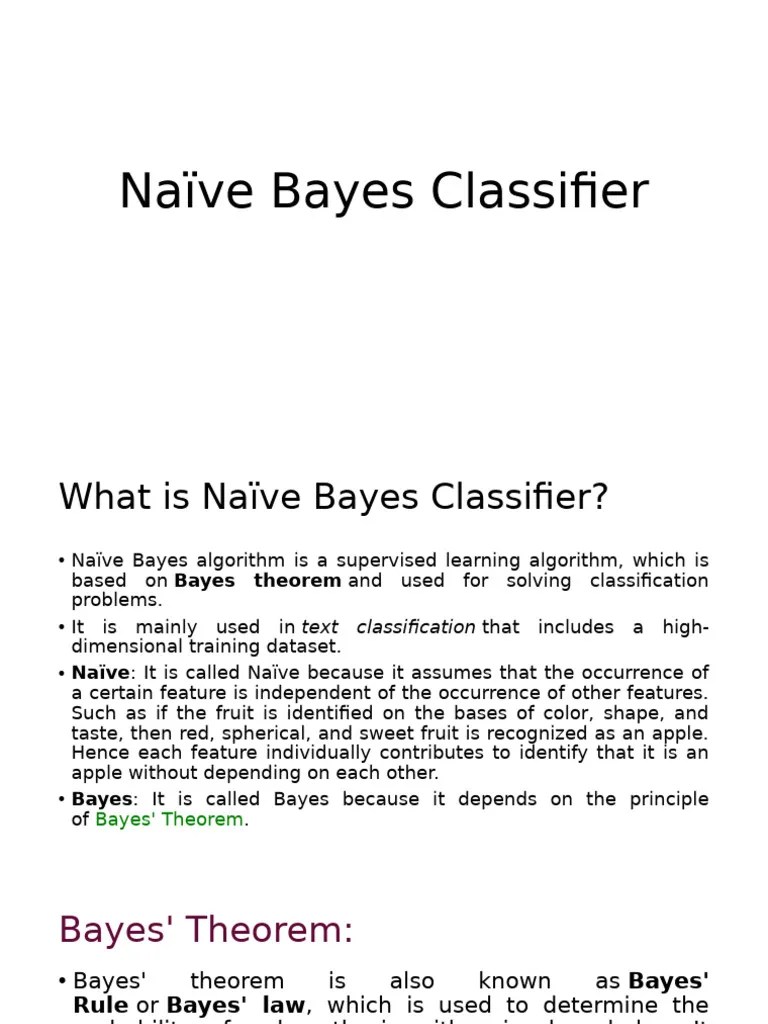 Naïve Bayes Classifier | PDF | Statistical Classification ...