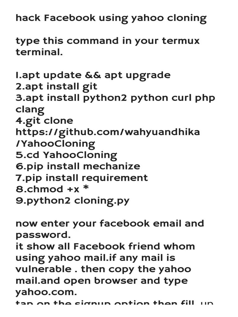 Facebook Hacking By Termux | PDF