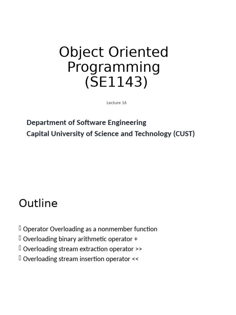 Lecture 16 Operator Overloading-Stream Insertion Extraction_+ Operator ...