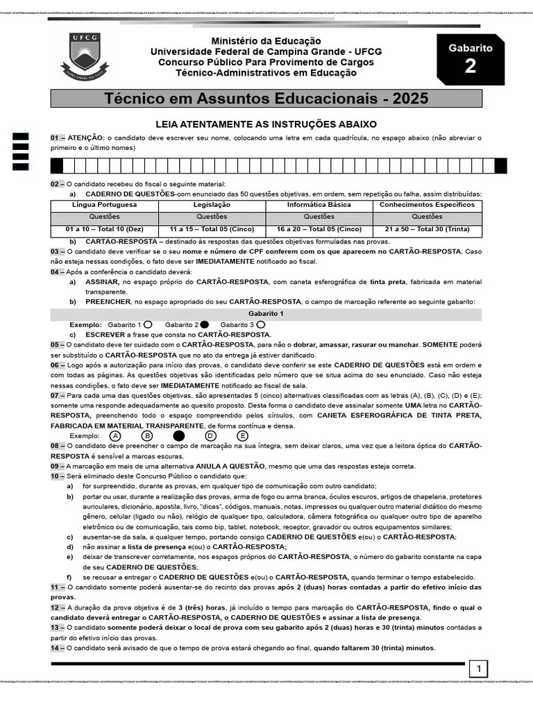 UFCG 2025 CONCURSO | PDF