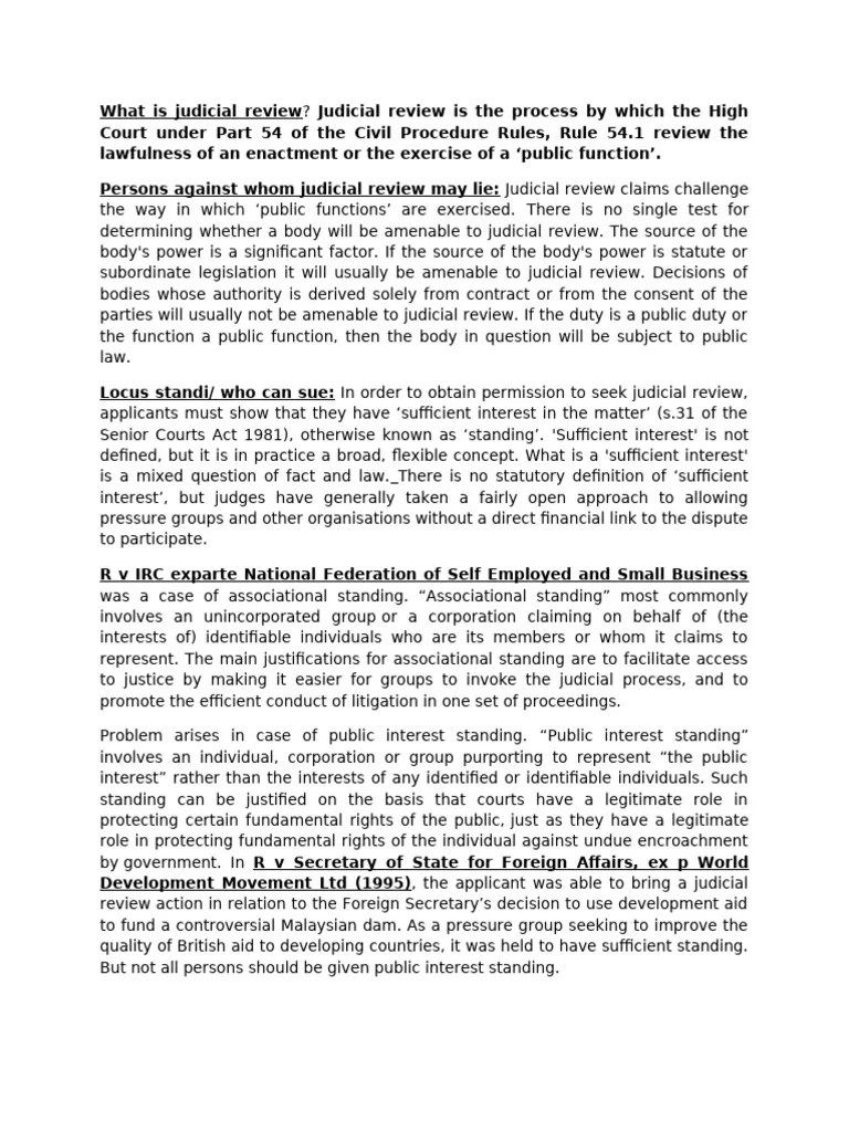 Judicial Review | PDF | Standing (Law) | Common Law