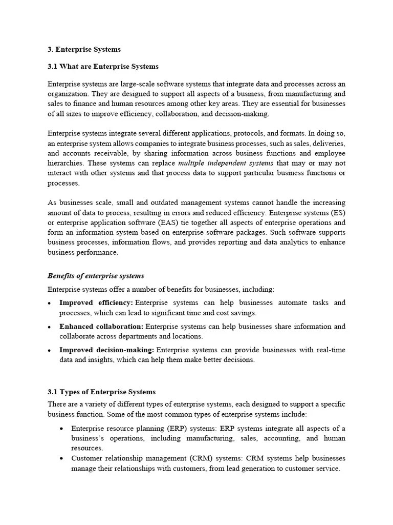 3. Enterprise Systems | PDF | Enterprise Resource Planning | Supply ...