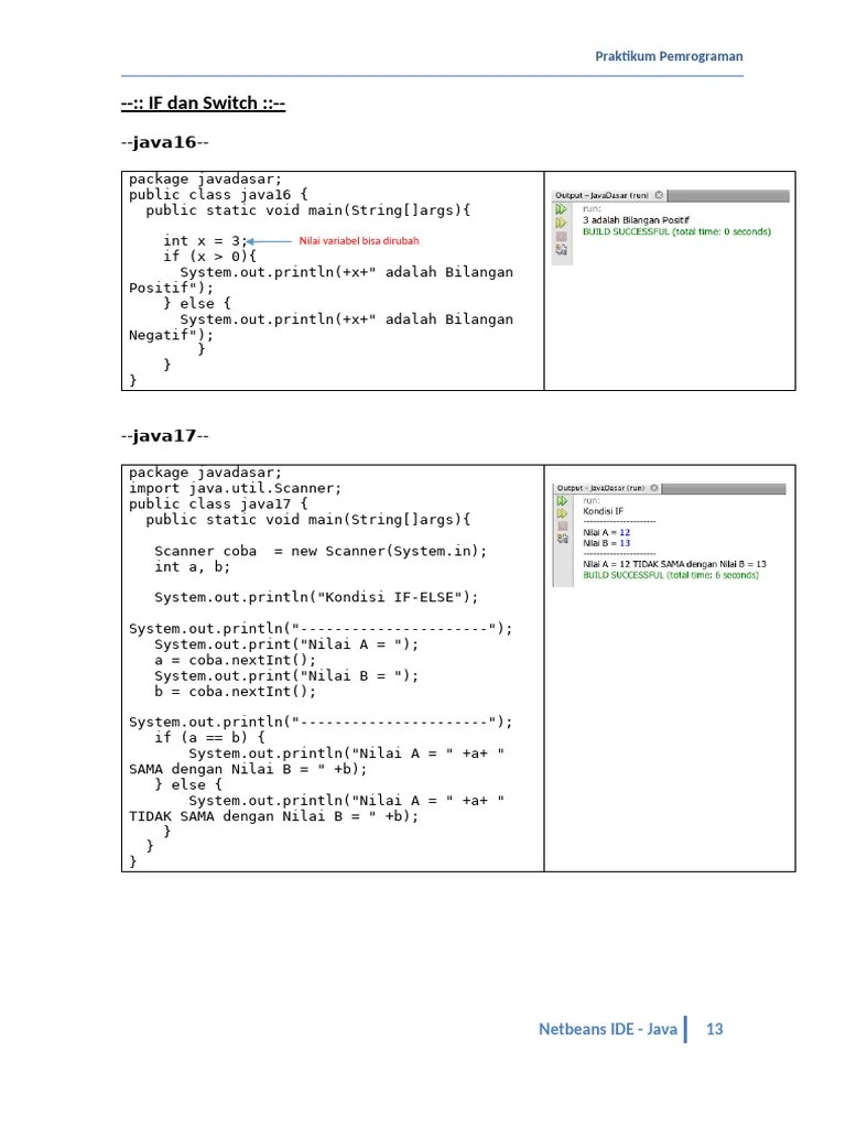 Latihan Java #4 | PDF | Object Oriented Programming | Control Flow