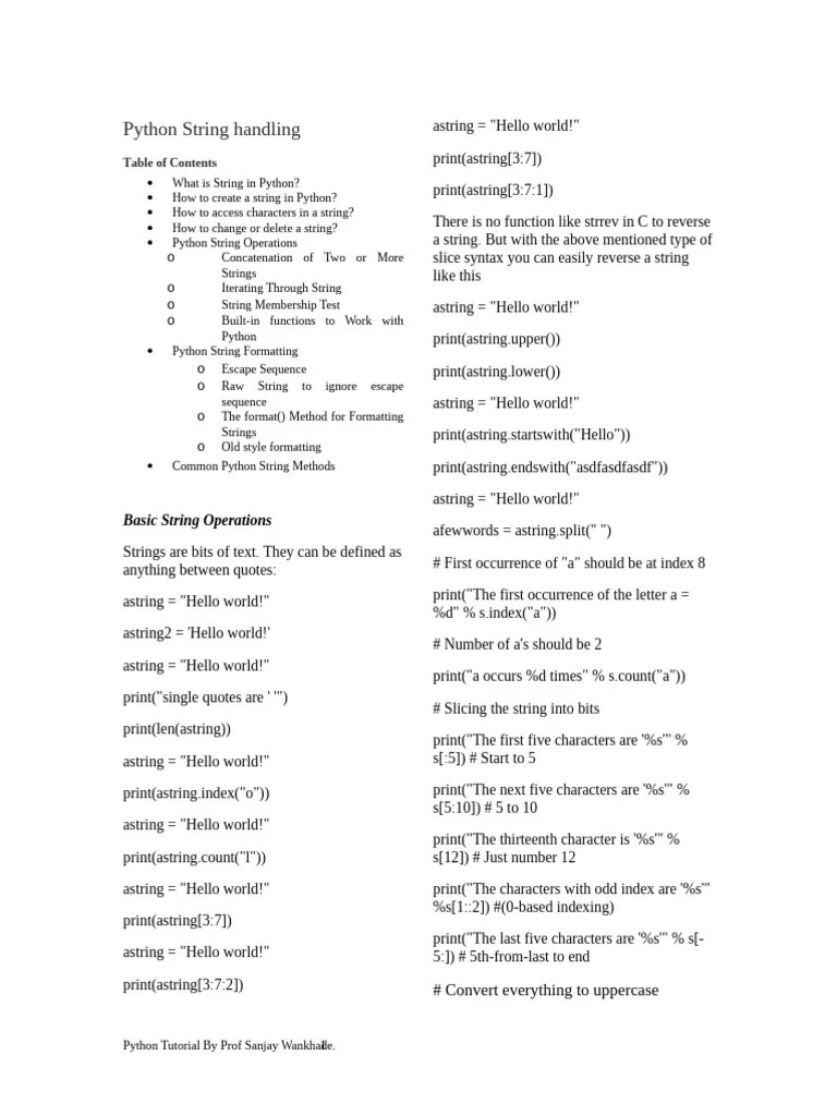 Python String Handling Codes | PDF