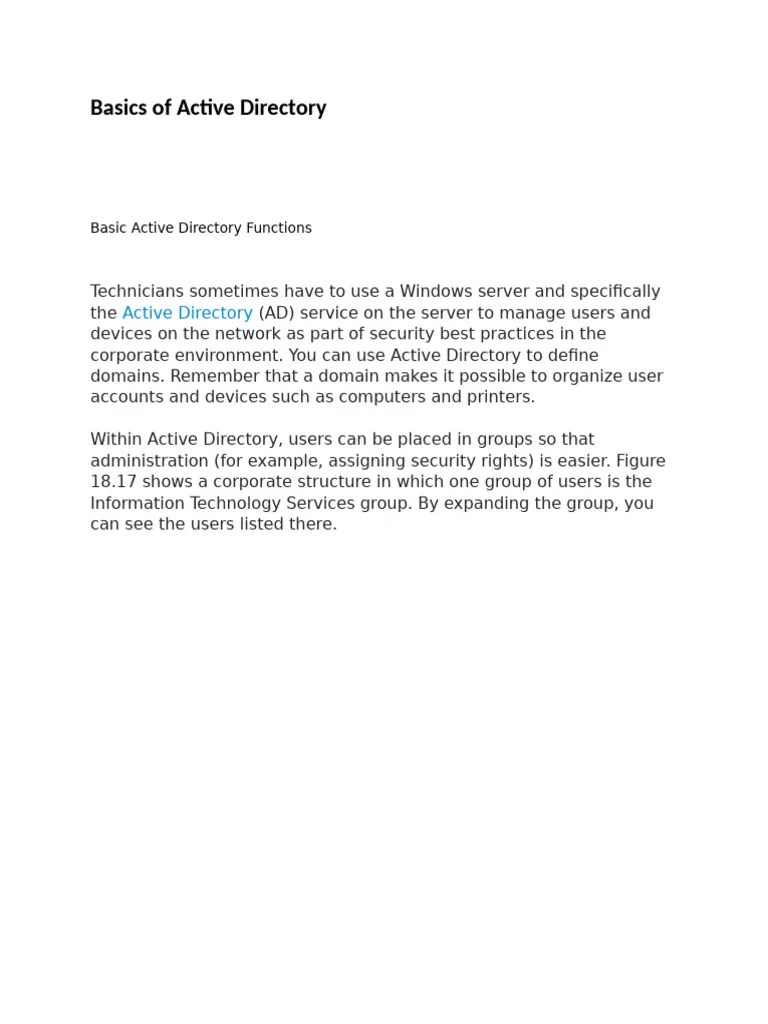 Basics Of Active Directory | PDF | Group Policy | Active Directory