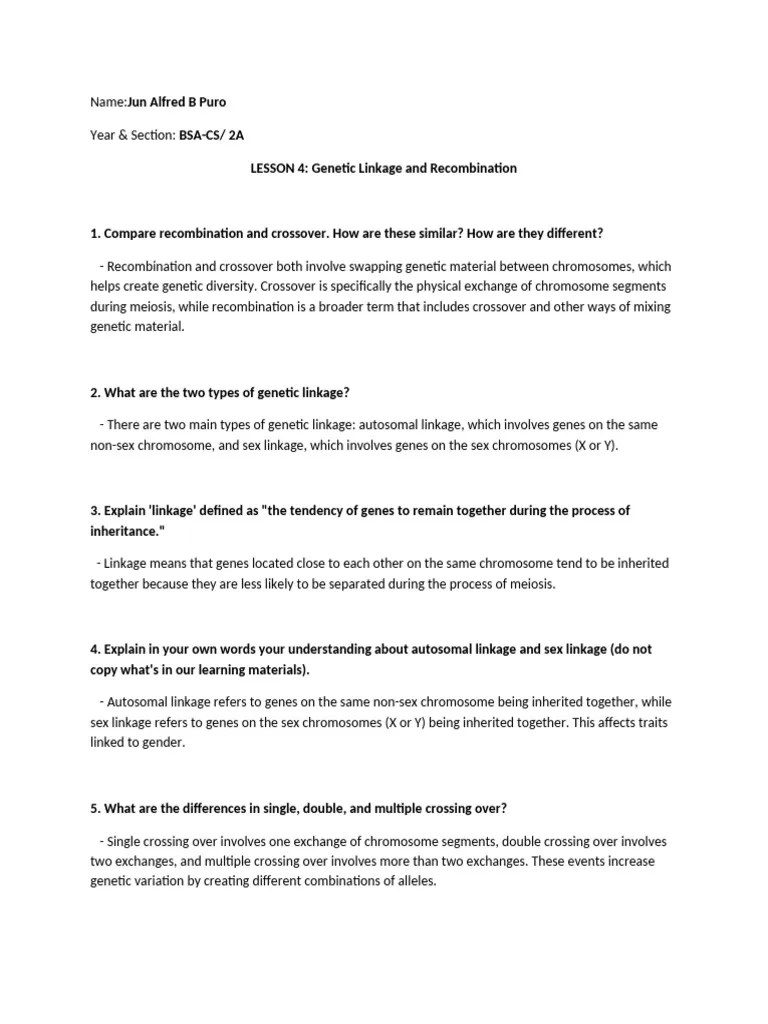 Genetic Linkage Recombination | PDF