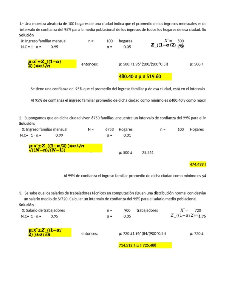 Ejemplo De Intervalo De Confianza Para La Media, Varianza Conocida ...