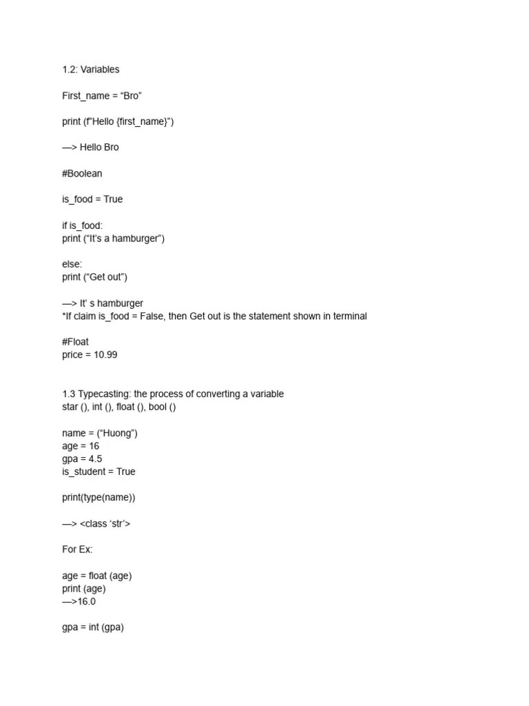 Python Notes | PDF | Boolean Data Type | Computer Programming