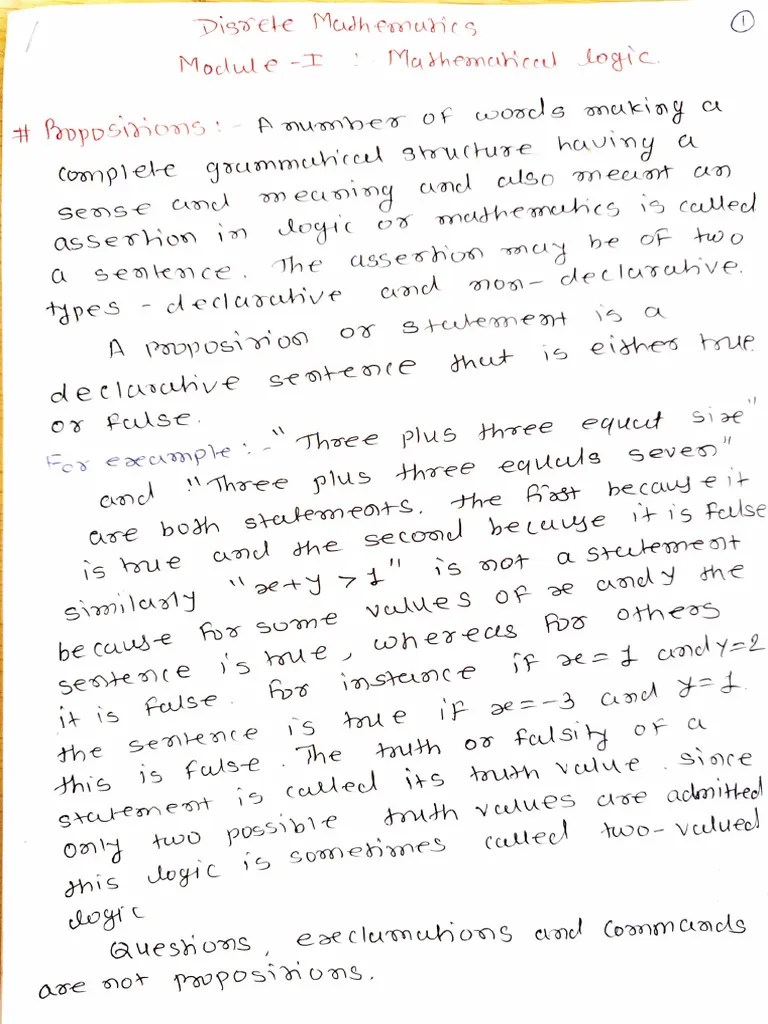 Mathematical Logic - Proposition - Lecture 1 | PDF