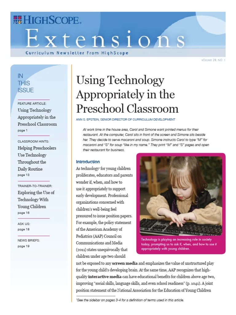 Using Technology Appropriately In The Preschool Classroom | PDF ...
