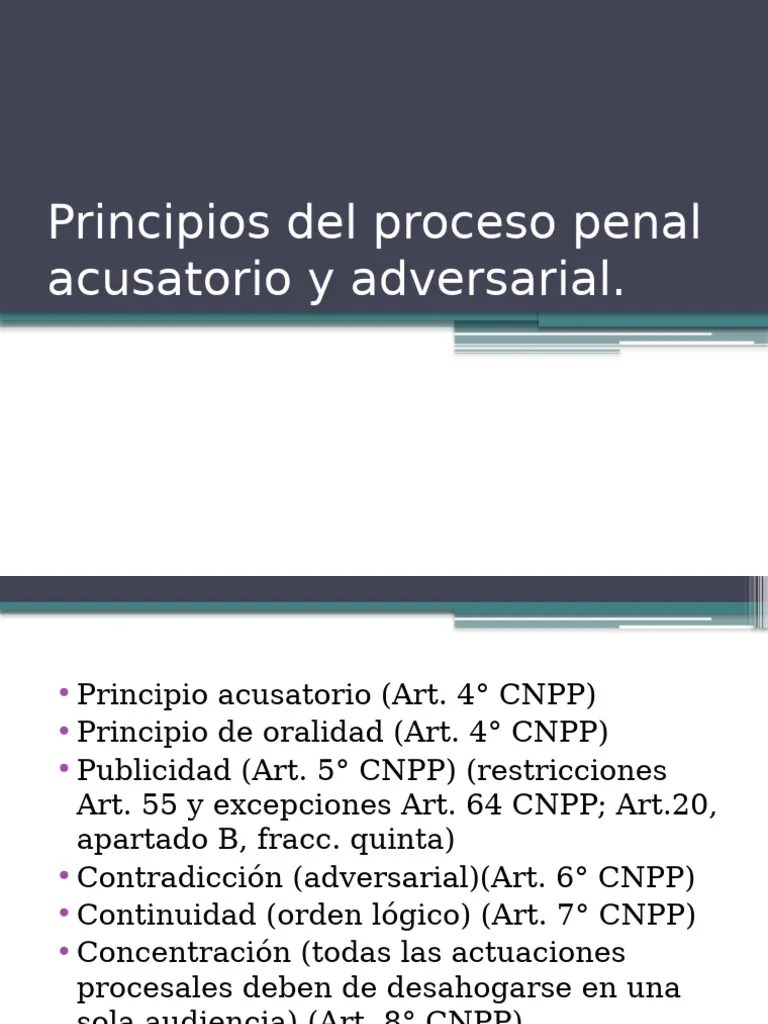 Principios Del Proceso Penal Acusatorio Y Adversarial | PDF