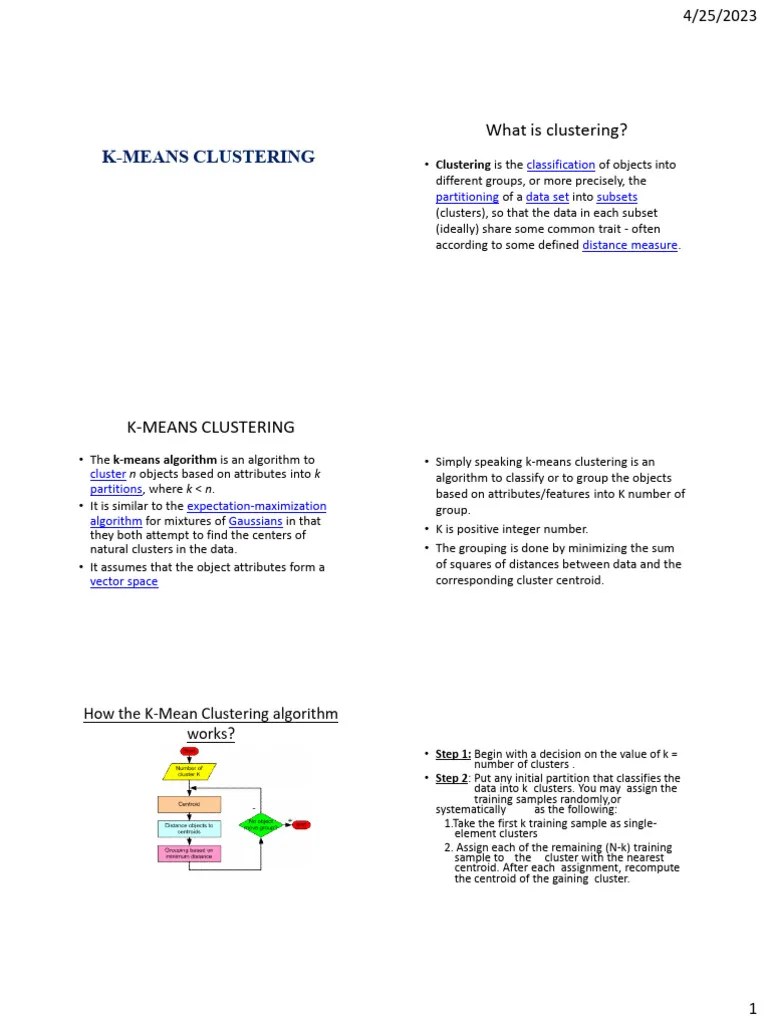 K-Means Clustering Explained | PDF | Cluster Analysis | Algorithms And ...