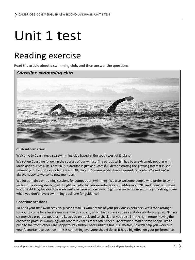 Igcse Esl 6ed TR Unit1 Test | PDF | Learning