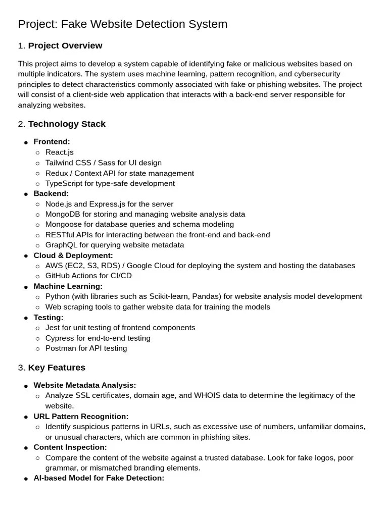 Project Fake Website Detection System | PDF | Phishing | Machine Learning