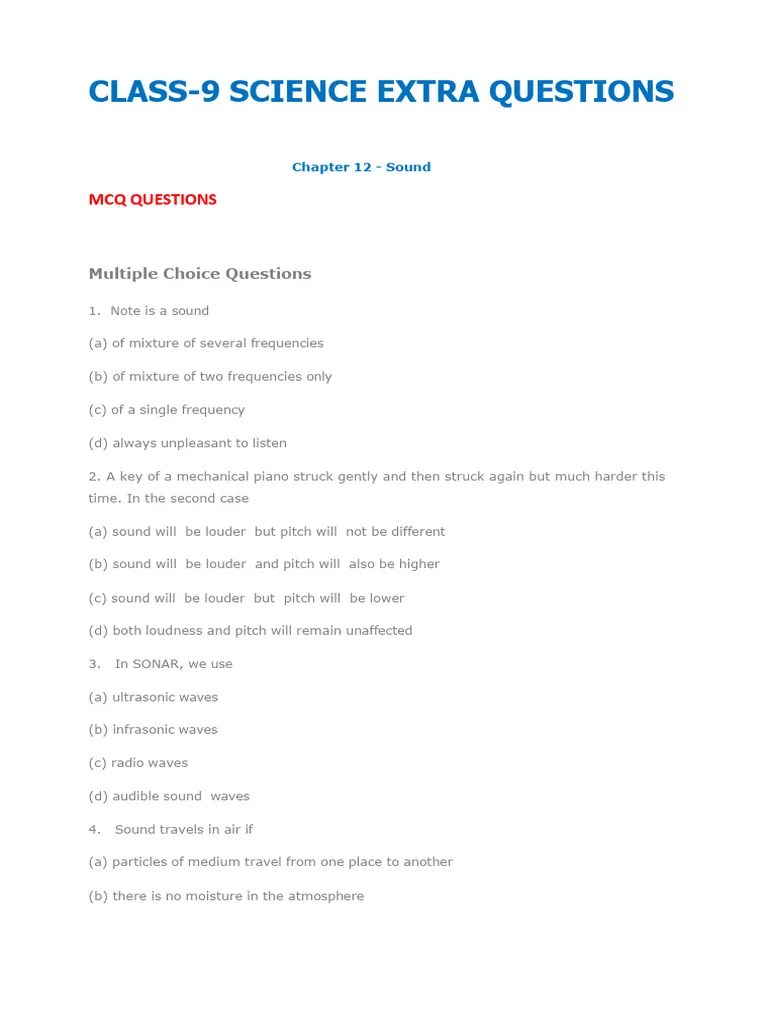 Sound Worksheet | PDF | Sound | Frequency