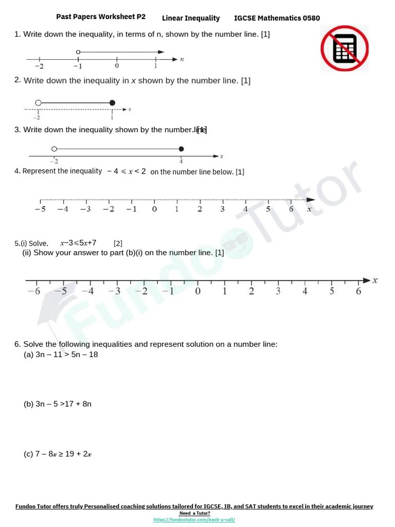 IGCSE Math Inequality Practice | PDF | Mathematics | Mathematical Analysis
