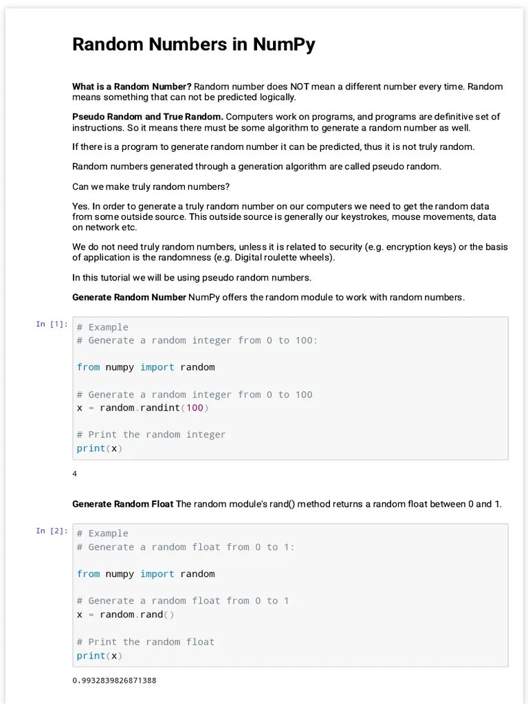 Random Numpy | PDF | Probability Distribution | Parameter (Computer ...
