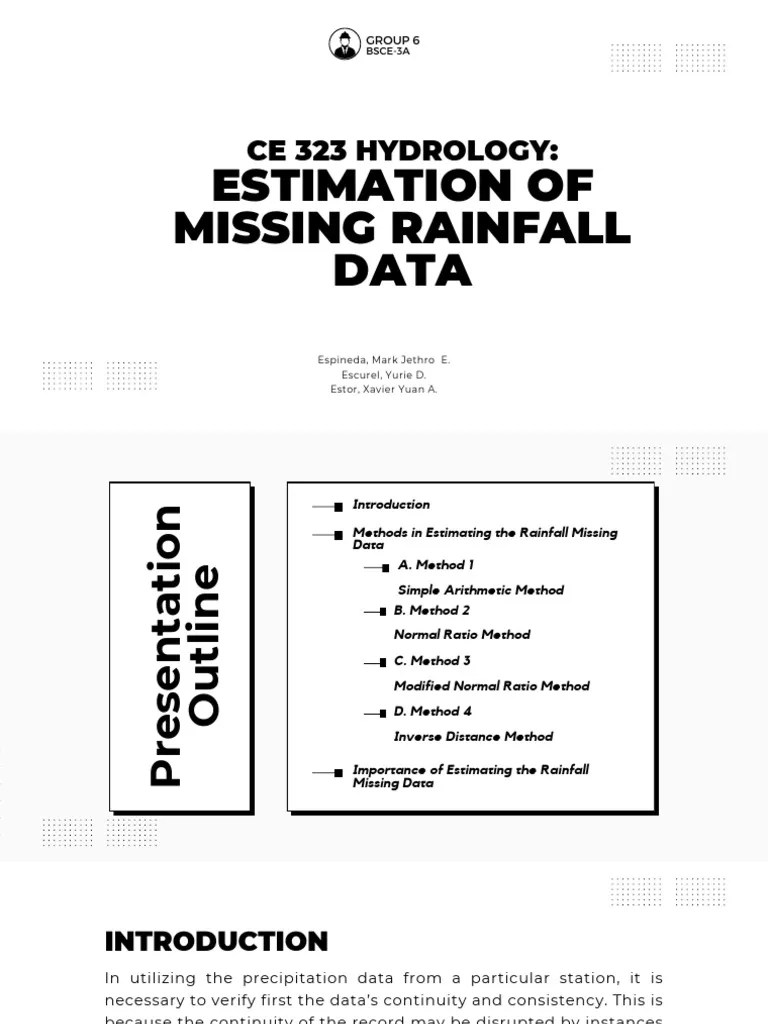 Estimating Missing Rainfall Data Methods Pdf Rain Precipitation
