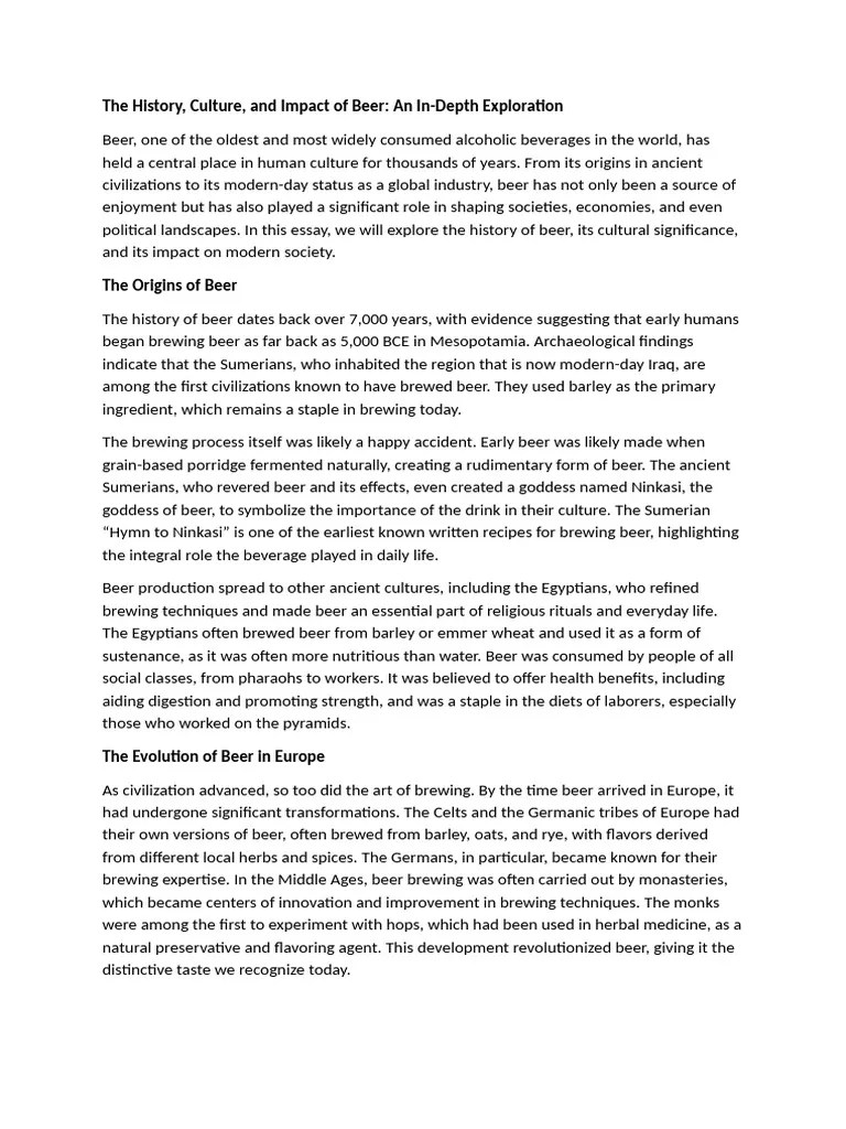 History Of Beer | PDF | Beer | Brewing