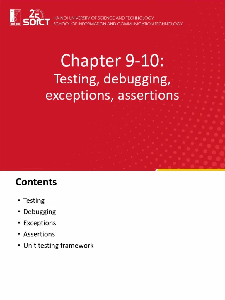 9 10. Testing Debugging Exceptions Assertions | PDF | Unit Testing ...