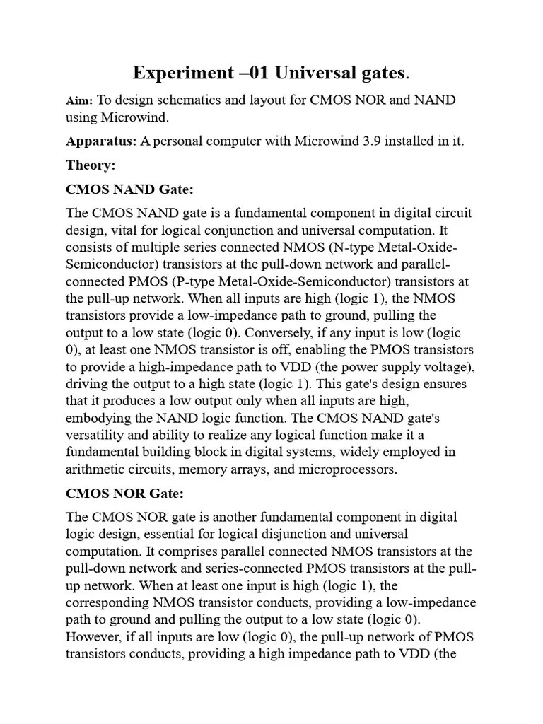 Vlsi Lab Manual (1) | PDF | Logic Gate | Cmos