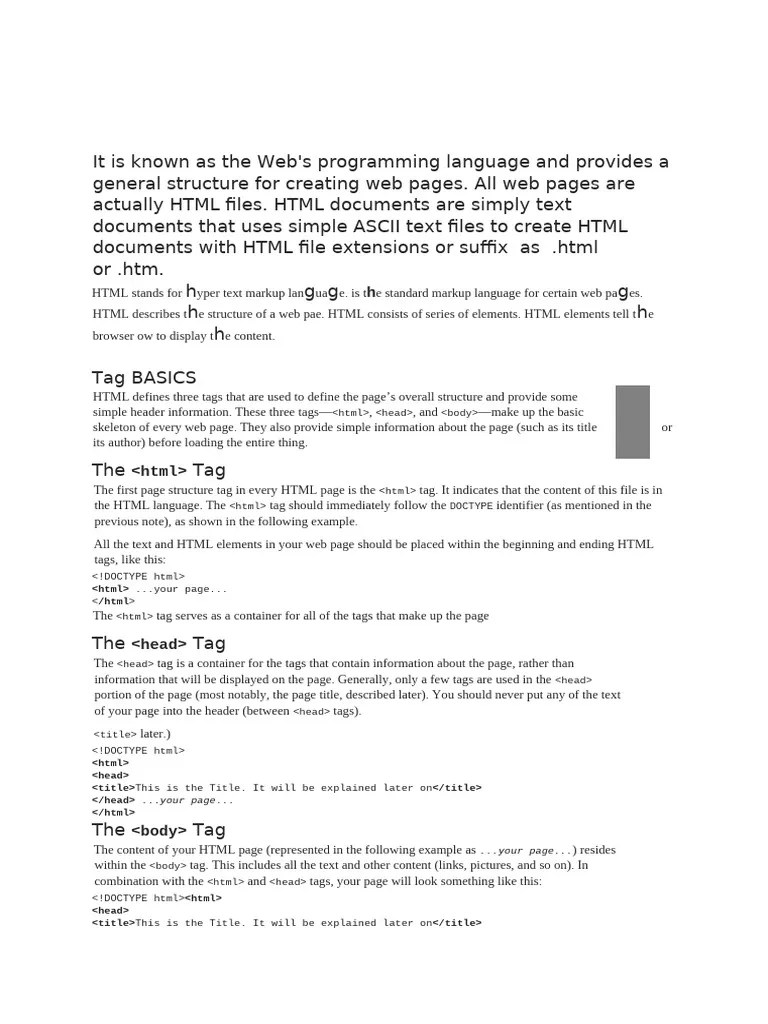 HTML Final Unit 1 | PDF | Hyperlink | Html