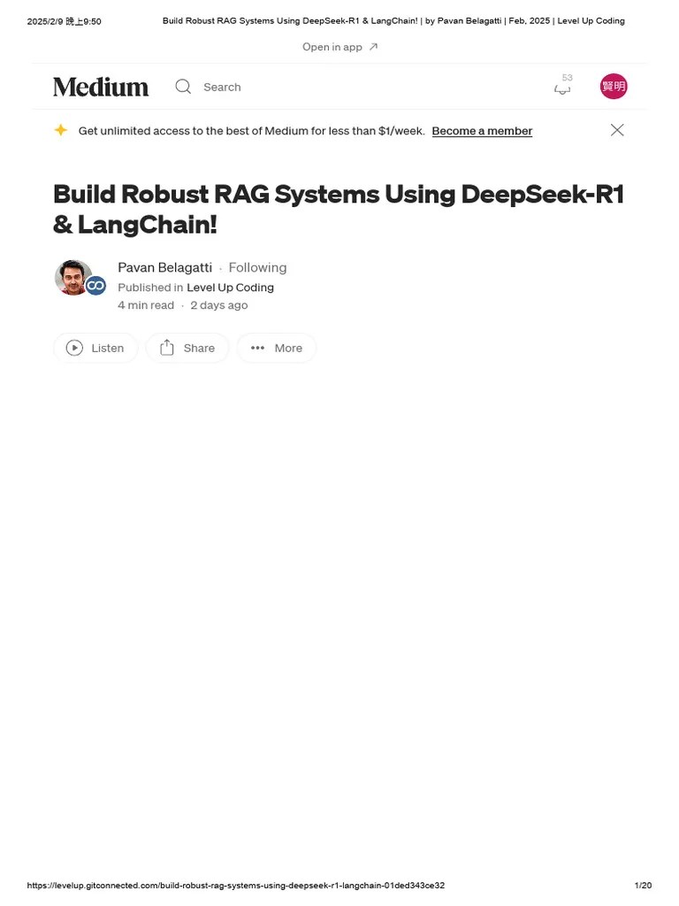 Build Robust RAG Systems Using DeepSeek-R1 & LangChain! - By Pavan ...