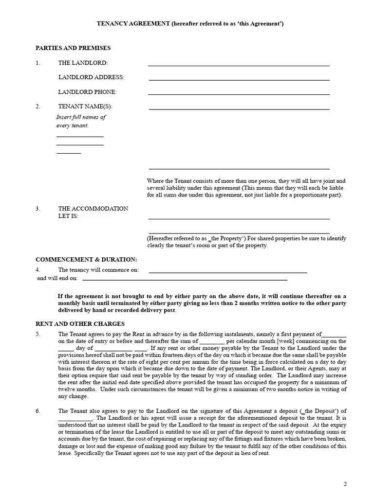 Tenancy Agreement | PDF | Leasehold Estate | Lease