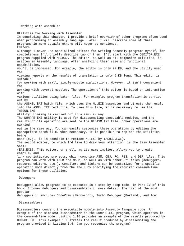 Working With Assembler | PDF | System Software | Computer Programming
