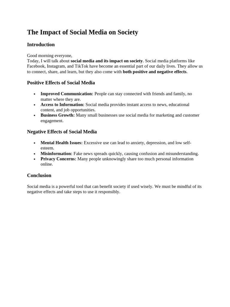 The Impact Of Social Media On Society | PDF