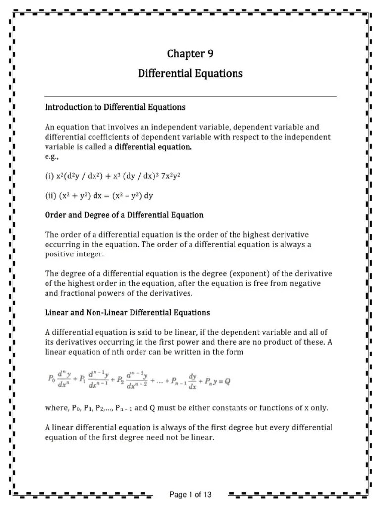 Differential Equations Notes | PDF
