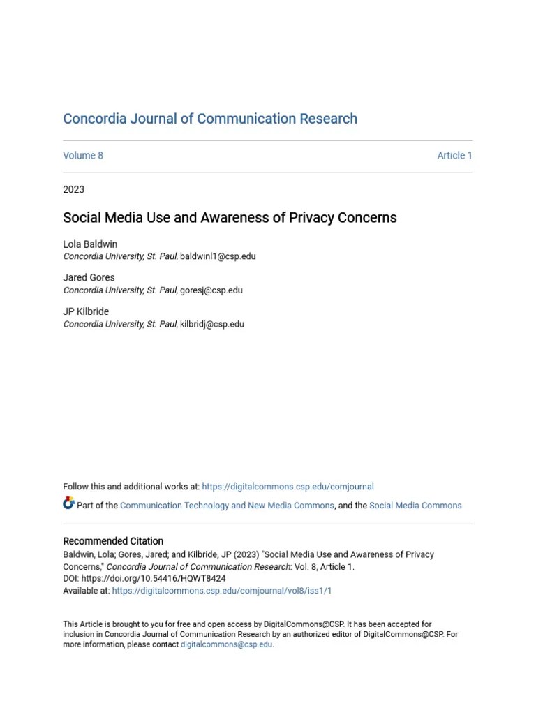 Social Media Use And Awareness Of Privacy Concerns | PDF | Privacy | Social Media