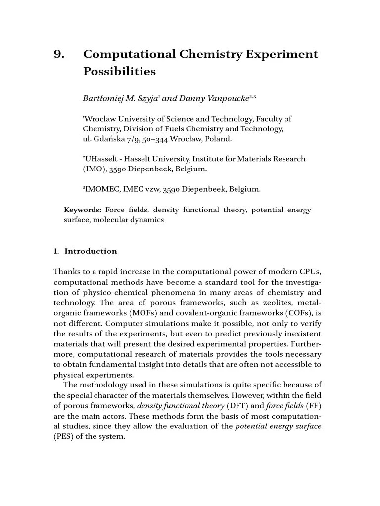 9 Computational Chemistry Experiment Possibilities | PDF | Density Functional Theory | Force ...