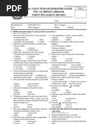 Download soal dan kunci jawaban ujian sekolah (us/usbn) sma/ma mapel seni budaya kurikulum 2013 tahun pelajaran 2020/2021. Kunci Jawaban Seni Budaya Halaman 19 Kelas 8 Kumpulan Soal