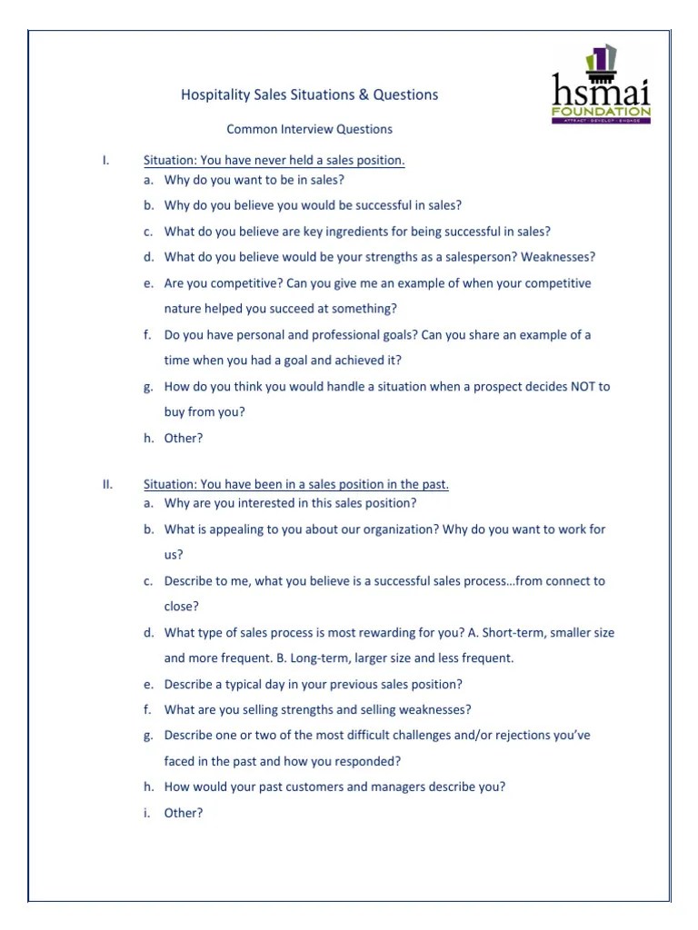 Our Sales Interview Questions PDF | PDF
