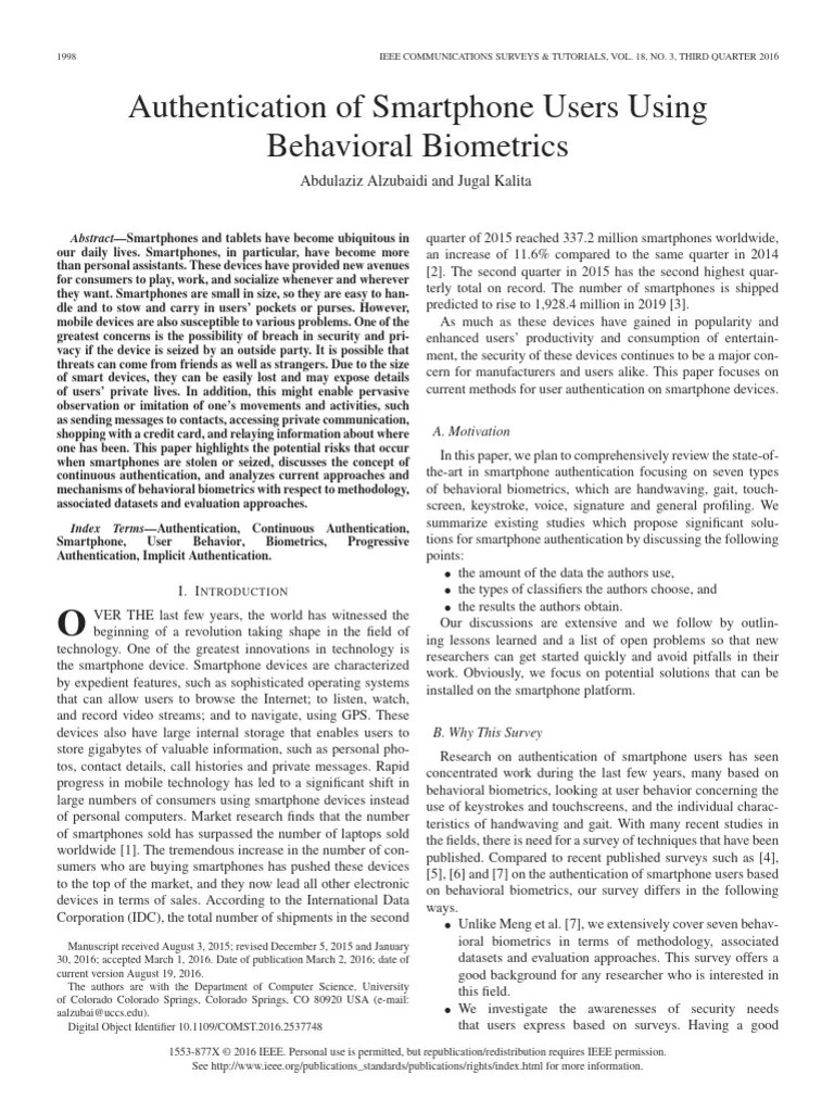 Authentication Of Smartphone Users Using | PDF | Authentication ...