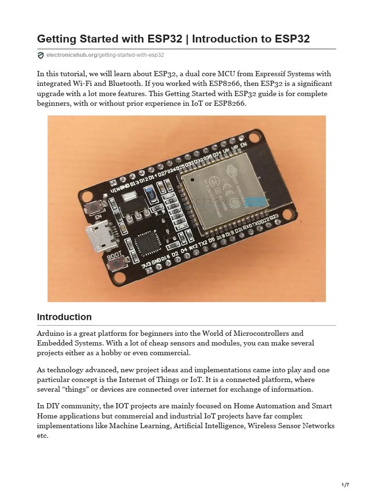 Getting Started With Esp32 Introduction To Esp32 | PDF | Internet Of Things | Microcontroller