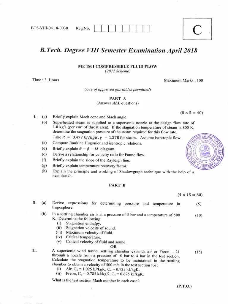 Compressible Fluid Flow 2018 April (2012 Ad) | PDF | Mach Number ...